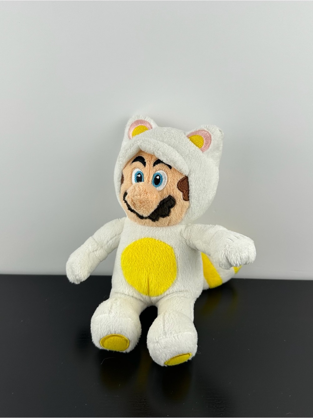Tanooki Mario White Yellow Raccoon Dog Suit 7.5” Super Mario Plush Doll